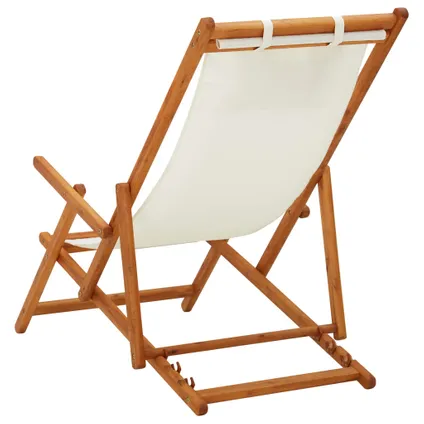 The Living Store - Tissu - Chaise pliable de plage Bois d'eucalyptus solide et - TLS310311 4