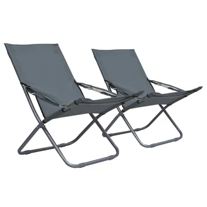 vidaXL Strandstoelenset - Grijs - 58 x 76 x 88 cm - Verstelbaar - 2 stuks