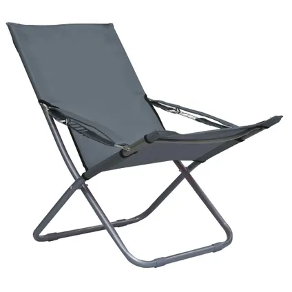 vidaXL Strandstoelenset - Grijs - 58 x 76 x 88 cm - Verstelbaar - 2 stuks 3
