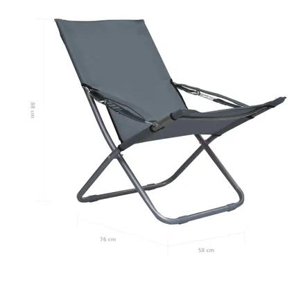 vidaXL Strandstoelenset - Grijs - 58 x 76 x 88 cm - Verstelbaar - 2 stuks 8