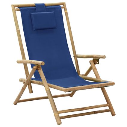 vidaXL - Bamboe - Relaxstoel verstelbaar bamboe en stof marineblauw - TLS313025