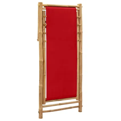 The Living Store - Tissu - Chaise de terrasse bambou et toile rouge - TLS318592 6