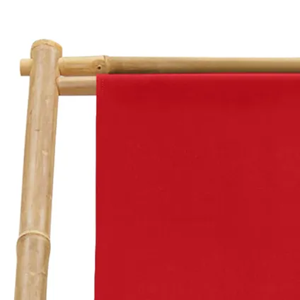 The Living Store - Tissu - Chaise de terrasse bambou et toile rouge - TLS318592 7