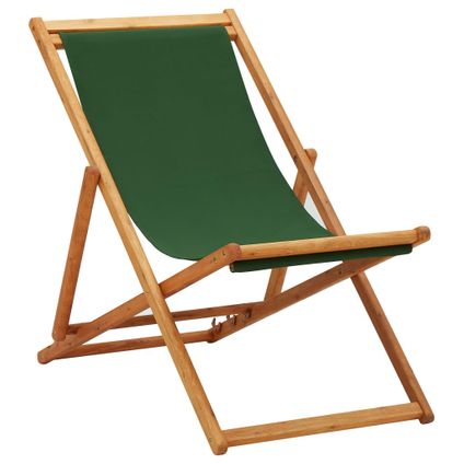vidaXL - Stof - Strandstoel inklapbaar eucalyptushout en stof groen - TLS310315
