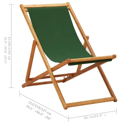 vidaXL - Stof - Strandstoel inklapbaar eucalyptushout en stof groen - TLS310315 9