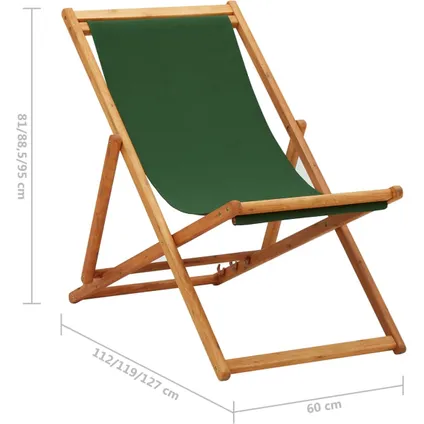 vidaXL - Stof - Strandstoel inklapbaar eucalyptushout en stof groen - TLS310315 10