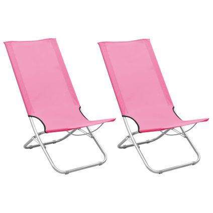 vidaXL - Stof - Strandstoelen 2 st inklapbaar stof roze - TLS310381
