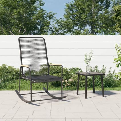 The Living Store - PVC - Chaise à bascule de jardin noir 59x79,5x104 cm Rotin - TLS312175