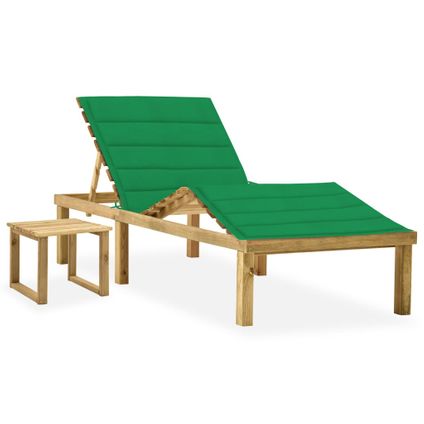 The Living Store - Bois - Chaise longue de jardin avec table et coussin Pin - TLS306586