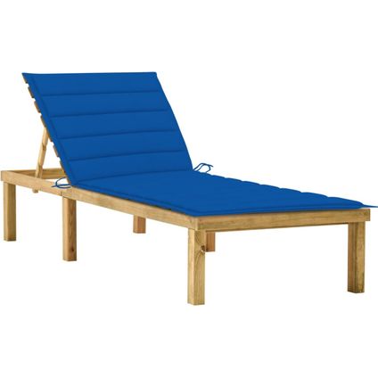 The Living Store - Bois - Chaise longue avec coussin bleu royal Bois de pin - Bleu