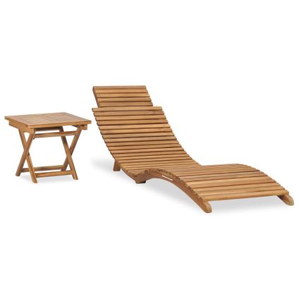 The Living Store - Teck - Chaise longue pliable avec table Bois de teck solide - TLS310666