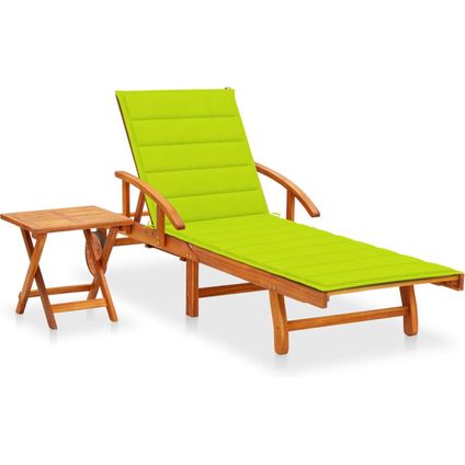 The Living Store - Bois d'acacia - Chaise longue de jardin avec table et - Vert