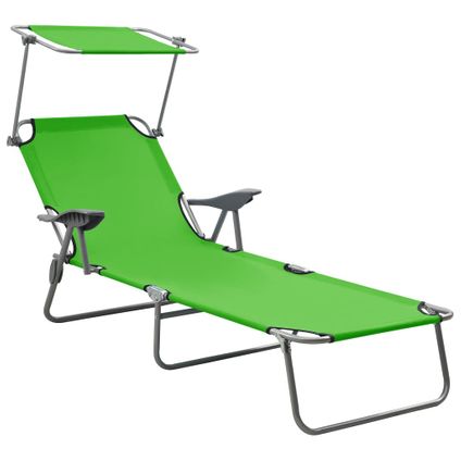 The Living Store - Tissu - Chaise longue avec auvent Acier Vert - TLS310335