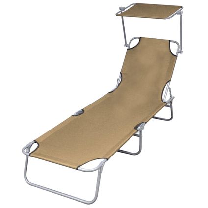 The Living Store - Tissu - Chaise longue pliable avec auvent Acier Taupe - TLS44292