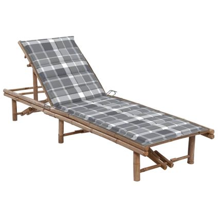 The Living Store - Bois d'acacia - Chaise longue de jardin avec coussin Bambou - TLS306164