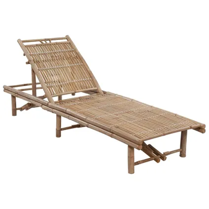 The Living Store - Bois d'acacia - Chaise longue de jardin avec coussin Bambou - TLS306164 2