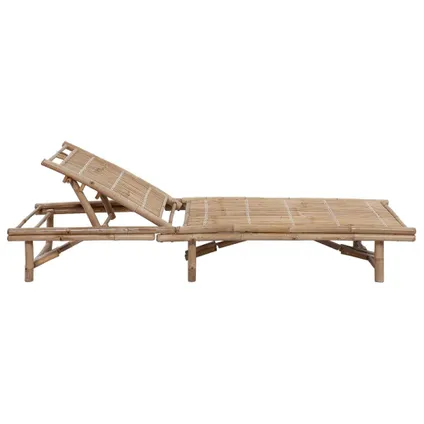 The Living Store - Bois d'acacia - Chaise longue de jardin avec coussin Bambou - TLS306164 3