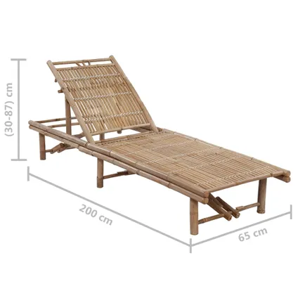 The Living Store - Bois d'acacia - Chaise longue de jardin avec coussin Bambou - TLS306164 6