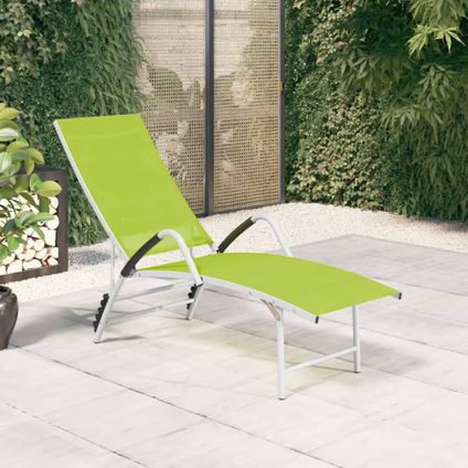 The Living Store - Aluminium - Chaise longue Textilène et aluminium Vert - TLS310524