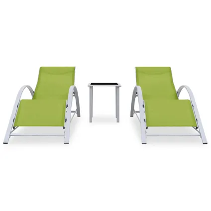 vidaXL - Aluminium - Ligbedden 2 st met tafel aluminium groen - TLS310540 2