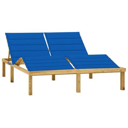The Living Store - Bois - Chaise longue double et coussins bleu royal Pin - TLS306590