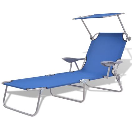 The Living Store - Tissu - Chaise longue avec auvent Acier Bleu - TLS42931