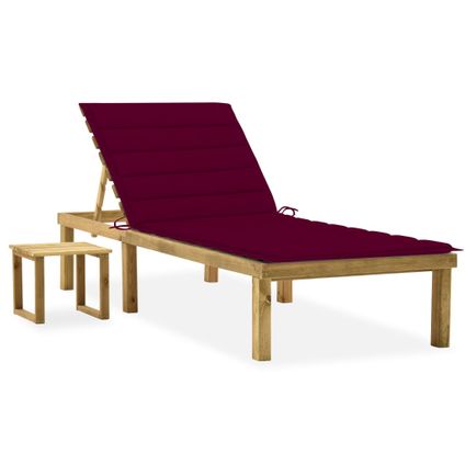 The Living Store - Bois - Chaise longue de jardin avec table et coussin Pin - TLS306584