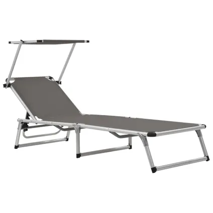 The Living Store - Tissu - Chaise longue pliable avec auvent Aluminium et - TLS44335