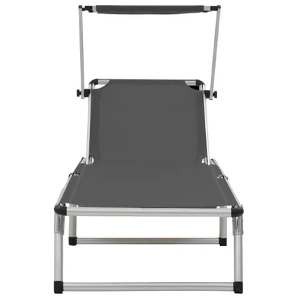 The Living Store - Tissu - Chaise longue pliable avec auvent Aluminium et - TLS44335 4