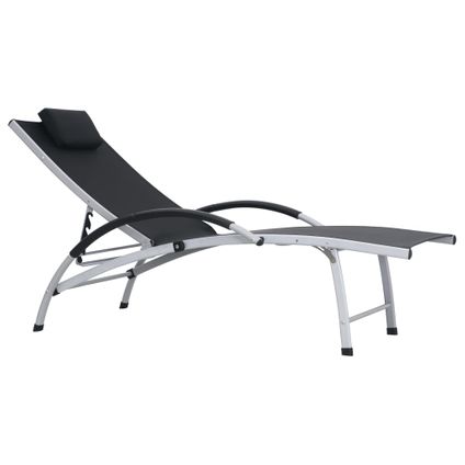 vidaXL - Tissu - Chaise longue aluminium et textilène noir - 47792