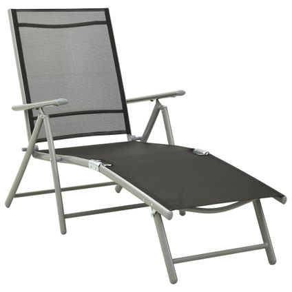 The Living Store - Aluminium - Chaise longue pliable Textilène et aluminium - TLS312191
