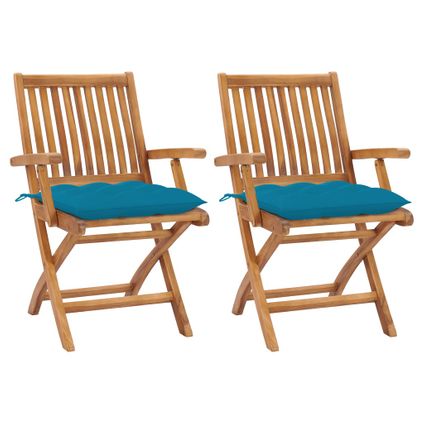 The Living Store - Teck - Chaises de jardin 2 pcs avec coussins bleu clair Teck - TLS306242