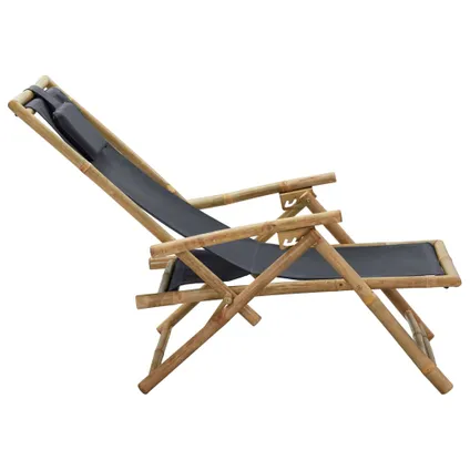vidaXL - Bamboe - Relaxstoel verstelbaar bamboe en stof donkergrijs - TLS313024 4