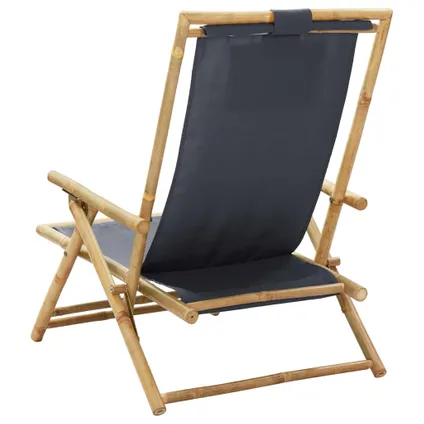 vidaXL - Bamboe - Relaxstoel verstelbaar bamboe en stof donkergrijs - TLS313024 5