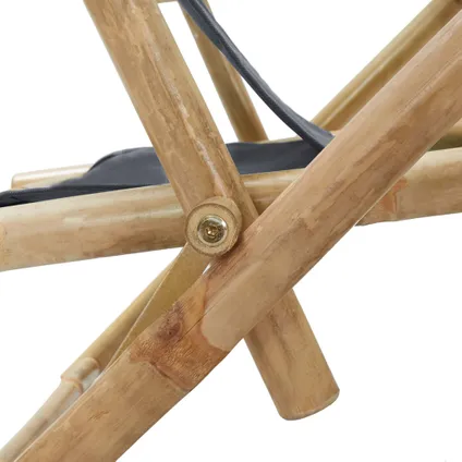 vidaXL - Bamboe - Relaxstoel verstelbaar bamboe en stof donkergrijs - TLS313024 6