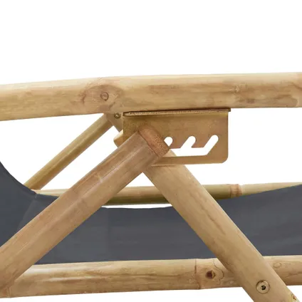 vidaXL - Bamboe - Relaxstoel verstelbaar bamboe en stof donkergrijs - TLS313024 7