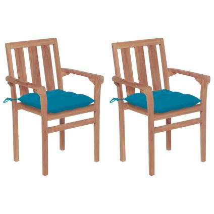 The Living Store - Teck - Chaises de jardin 2 pcs avec coussins bleu clair Teck - TLS306222