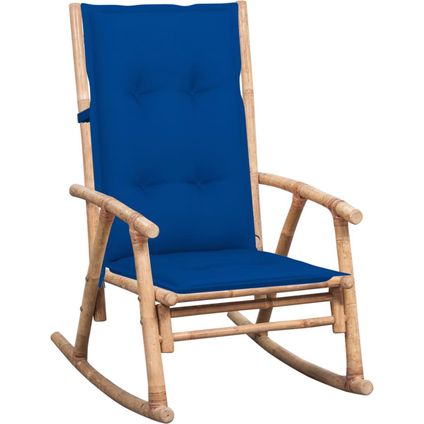The Living Store - Bambou - Chaise à bascule avec coussin Bambou - Brun
