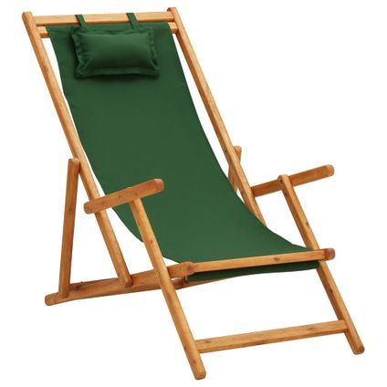 The Living Store - Tissu - Chaise pliable de plage Bois d'eucalyptus solide et - TLS310312