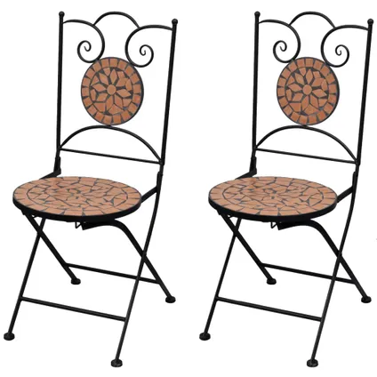 The Living Store - Céramique - Chaises pliables de bistro 2 pcs Céramique Terre - TLS41529