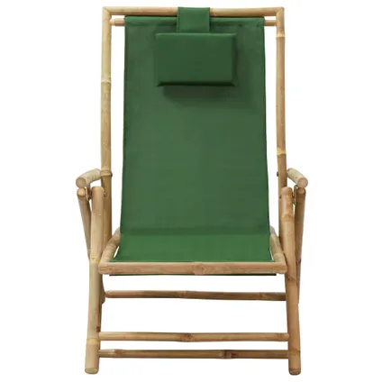 vidaXL - Bamboe - Relaxstoel verstelbaar bamboe en stof groen - TLS313027 2