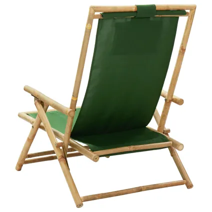 vidaXL - Bamboe - Relaxstoel verstelbaar bamboe en stof groen - TLS313027 4