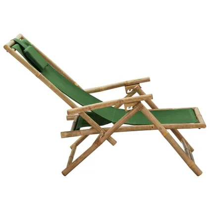 vidaXL - Bamboe - Relaxstoel verstelbaar bamboe en stof groen - TLS313027 5