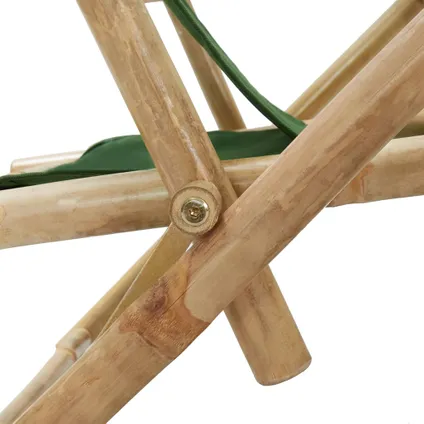 vidaXL - Bamboe - Relaxstoel verstelbaar bamboe en stof groen - TLS313027 6