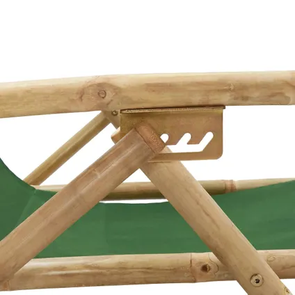 vidaXL - Bamboe - Relaxstoel verstelbaar bamboe en stof groen - TLS313027 7