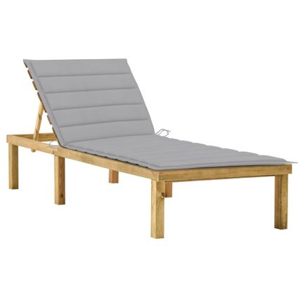 The Living Store - Bois - Chaise longue avec coussin gris Bois de pin imprégné - TLS306585