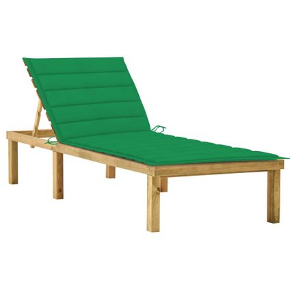The Living Store - Bois - Chaise longue avec coussin vert Bois de pin imprégné - TLS306585