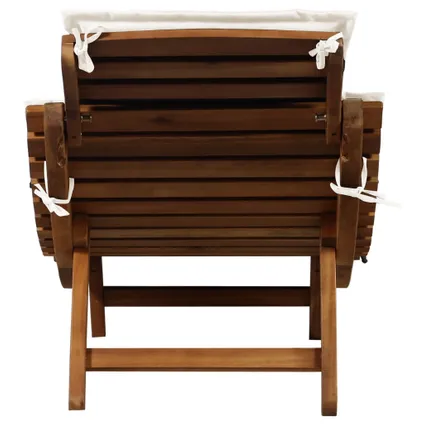 The Living Store - Bois - Chaise longue avec coussin Bois d'acacia solide Crème - TLS46652 4