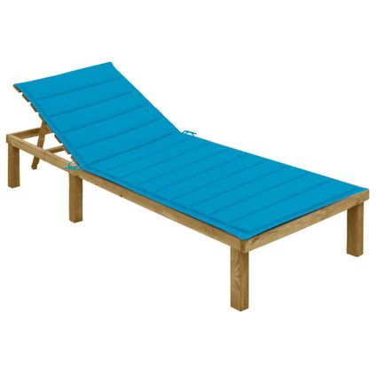 The Living Store - Bois - Chaise longue avec coussin bleu Bois de pin imprégné - TLS306582