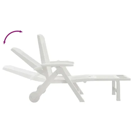 The Living Store - Polypropylène - Chaise longue pliable avec roues blanc PP - TLS364696 6